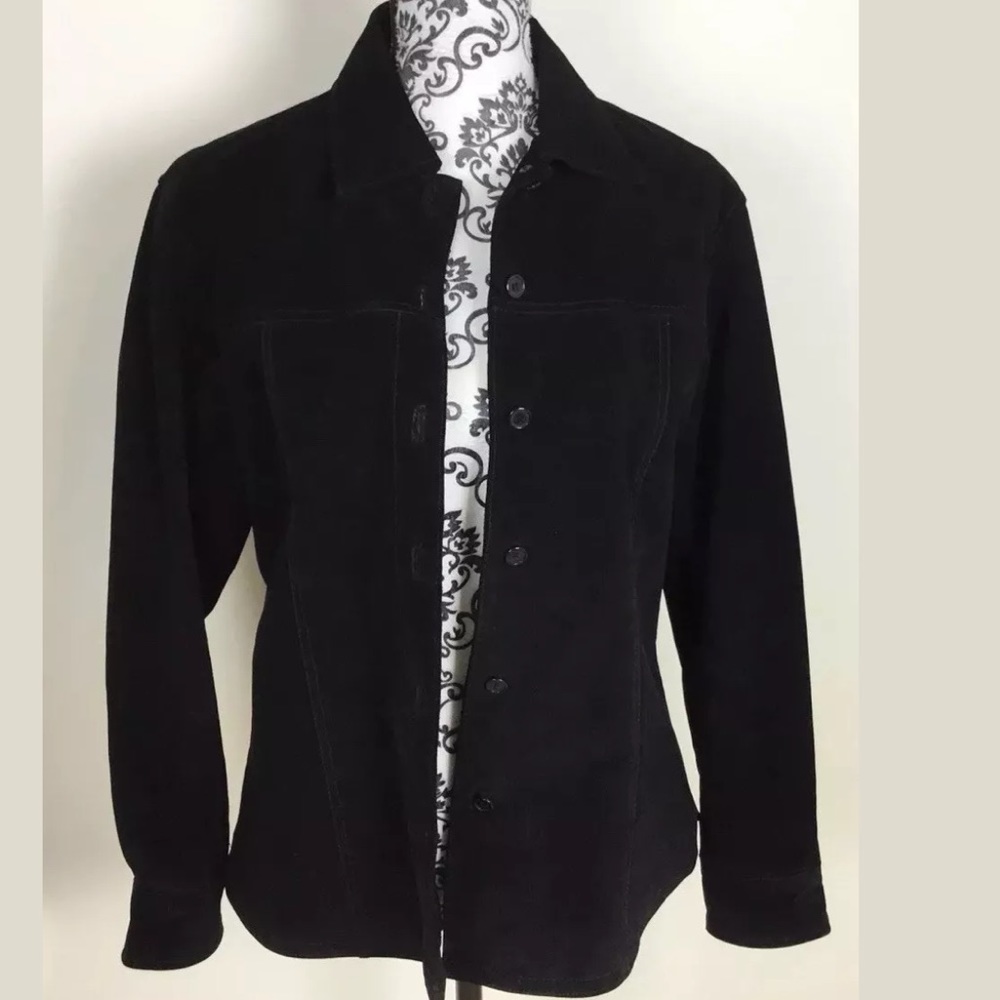 A.M.I. GENUINE SUEDE LEATHER BUTTON JACKET BLACK M